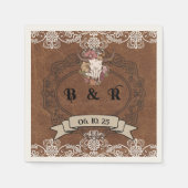 Boho Ranch Wedding Monogram Paper Cocktail Napkin Serviette (Vorderseite)