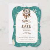 Boho Ranch Wedding Türkise Foto Save the Date (Vorderseite)