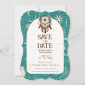 Boho Ranch Wedding Türkise Foto Save the Date Einladung (Vorderseite)