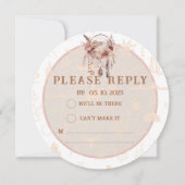 Boho Ranch Wild West White Leather Reply RSVP Card Einladung (Vorderseite)