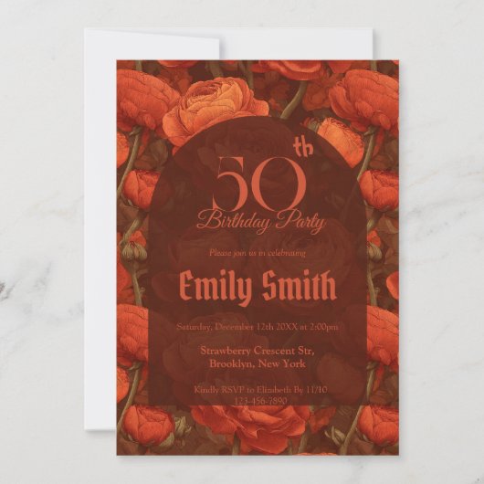 Boho Ranunculus Accent Birthday Celebration Einladung (Vorderseite)