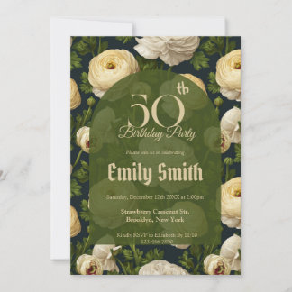 Boho Ranunculus Accent Surprise Birthday Einladung