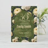 Boho Ranunculus Accent Surprise Birthday Einladung (Stehend Vorderseite)
