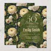 Boho Ranunculus Accent Surprise Birthday Einladung (Vorne/Hinten)