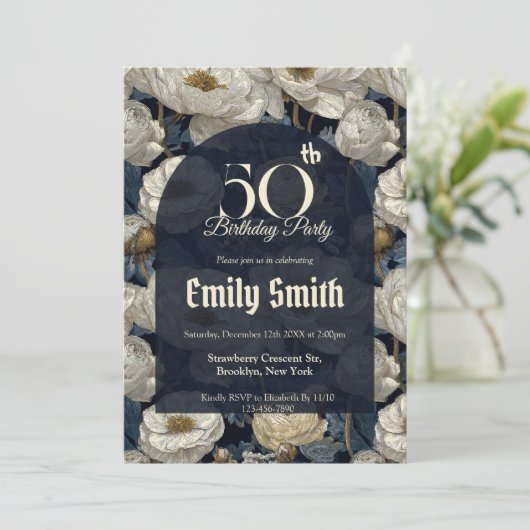 Boho Ranunculus Flower Custom Birthday Einladung (Stehend Vorderseite)