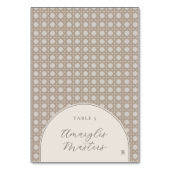 Boho Rattan Bamboo Cane Wedding Platzkarten Tischnummer (Vorderseite)