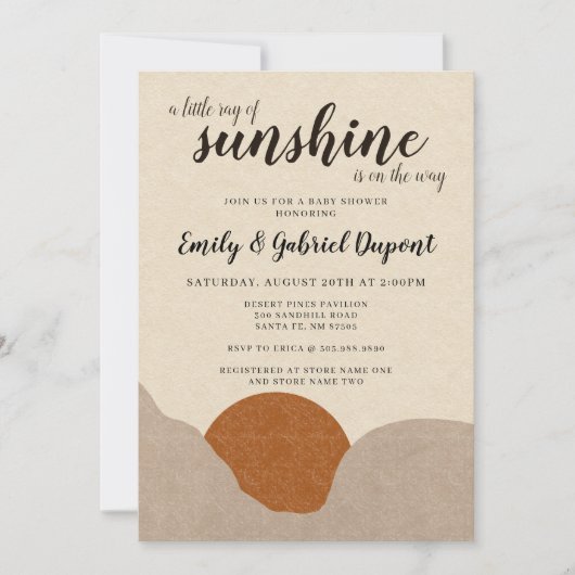 Boho Ray of Sunshine Baby Shower Einladung (Vorderseite)