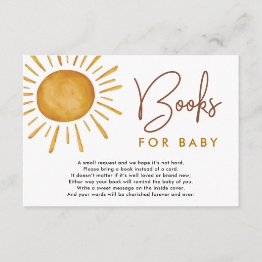 Boho Ray of Sunshine Books for Baby Begleitkarte (Vorderseite)