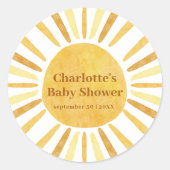 Boho Ray von Sunshine Baby Shower Runder Aufkleber (Vorderseite)