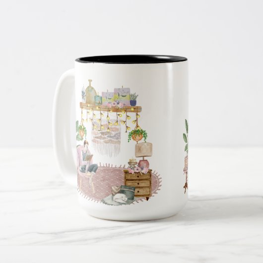 Boho Reading Room Tasse (Vorderseite Links)