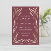 Boho-Rebe-Blumen-Luxus-elegante-QR-Code-Hochzeit Einladung (Stehend Vorderseite)