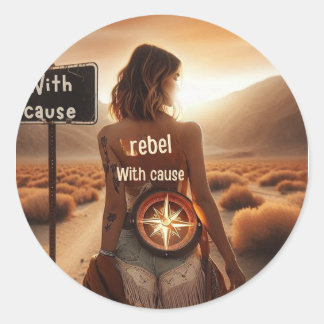 Boho Rebel With Cause – Desert Woman Runder Aufkleber