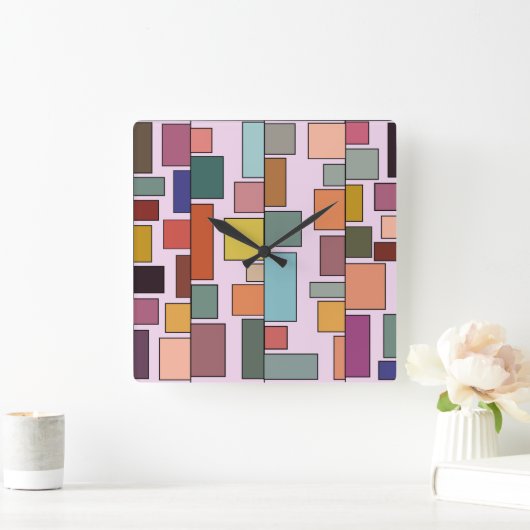 Boho Rectangle Quadratische Wanduhr (Zuhause)