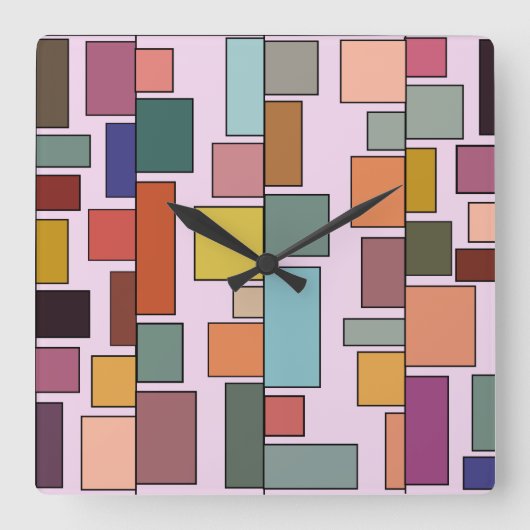 Boho Rectangle Quadratische Wanduhr (Vorderseite)