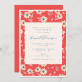 Boho Red and Blue Floral Baby Dusche Einladung (Vorne/Hinten)