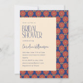 Boho Red and Blue Floral Botanic Brautparty Einladung (Vorderseite)