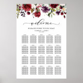 Boho Red and Lila Floral Wedding Chart Poster (Vorne)