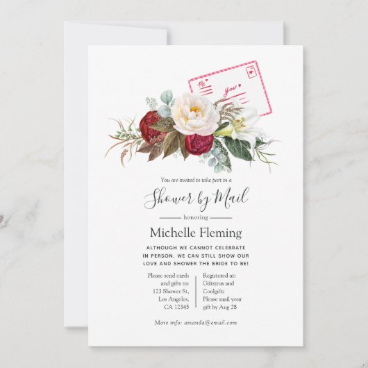 Boho Red and White Baby oder Brautparty per Mail Einladung (Vorderseite)