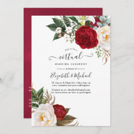 Boho Red and White Floral Online Virtual Wedding Einladung