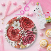 Boho Red Autumn Florals Wedding Pappteller (Party)