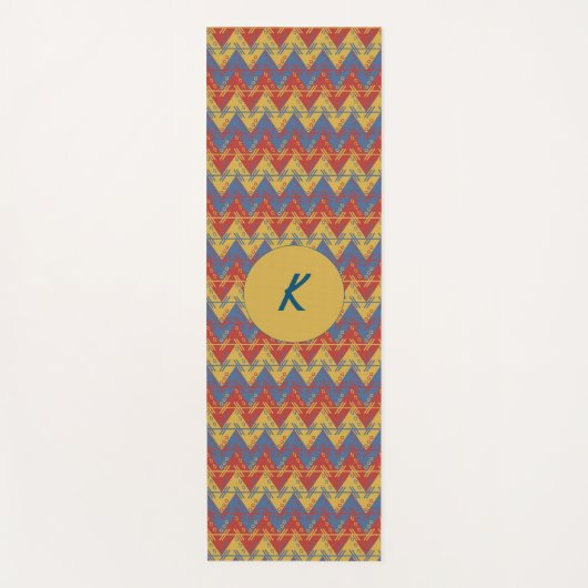 Boho Red Blue und Gold Yogamatte (Vorderseite)