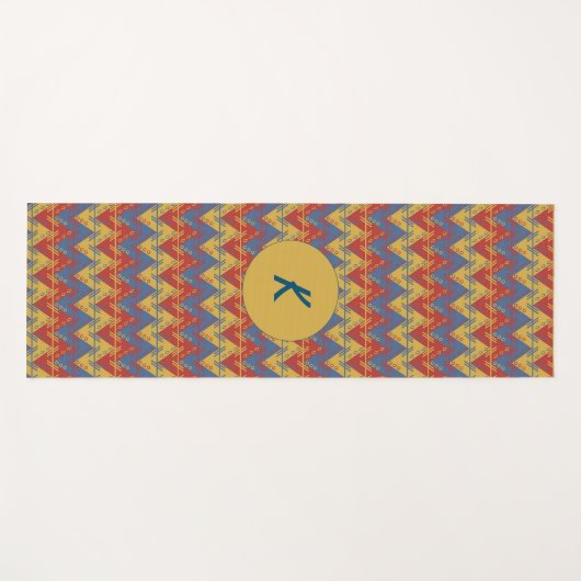 Boho Red Blue und Gold Yogamatte (Vorderseite (Horizontal))