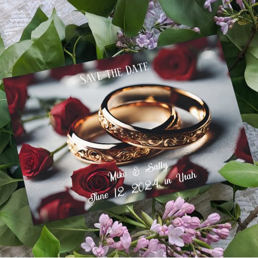 Boho Red Decorative Flowers Wedding Save The Date