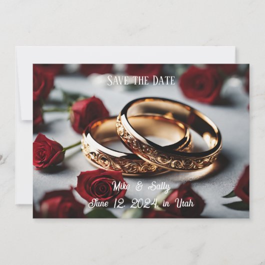 Boho Red Decorative Flowers Wedding Save The Date (Vorderseite)
