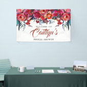 Boho Red Floral Feather Brautparty Willkommen Banner (Messeveranstaltung)