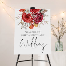 Boho Red Florals Herbst Begrüßung