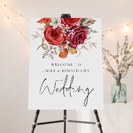 Boho Red Florals Herbst Begrüßung