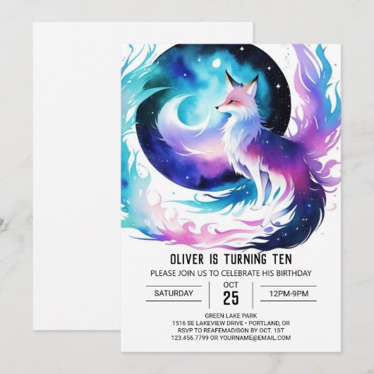 Boho Red Fox Adventure Birthday Einladung (Vorne/Hinten)