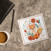 Boho Red Fox mit Blume und Blätter Fliese