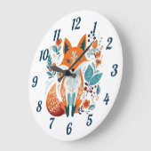Boho Red Fox Skandinavien Folklorekunst Große Wanduhr (Winkel)