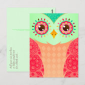 Boho Red & Green Owl Postkarte (Vorne/Hinten)