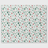Boho Red Green Weihnachtsbaumen Urlaub Geschenkpapier (Flach)