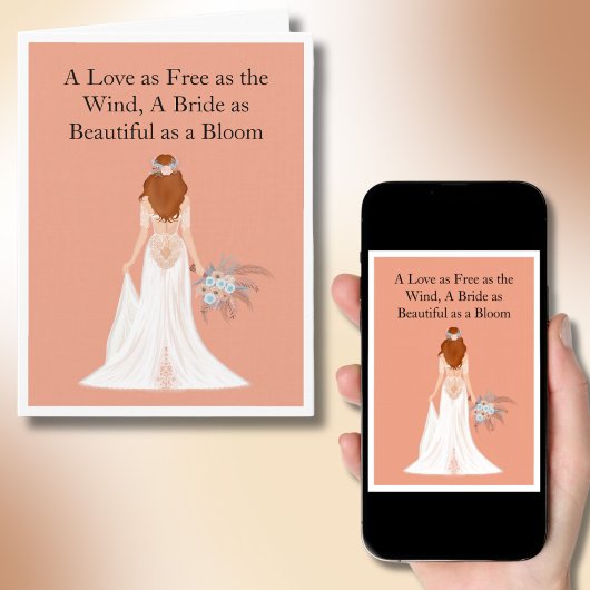 Boho Red Hair Bridge Brautparty Glückwunsch Karte