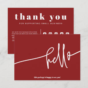 Boho Red Hallo Vielen Dank, bestellen Sie kleine U Begleitkarte