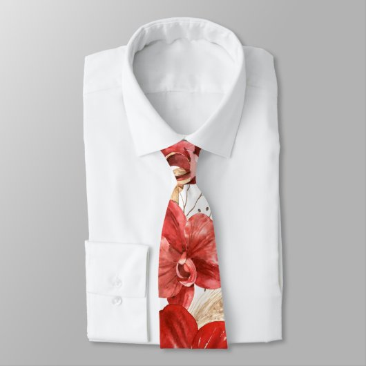 Boho Red Orchid & Driving Grasses Krawatte (Gebunden)