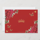 Boho Red Peonies Floral Butterflies Quinceañera Einladung (Rückseite)
