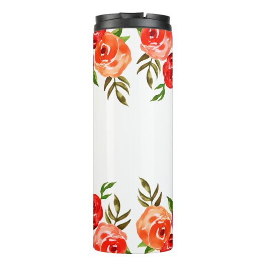 Boho Red Pink Orange Blume Thermosbecher (Rückseite)