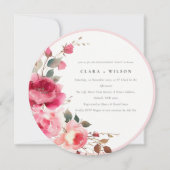 Boho Red Pink Rose Blume Aquarell Verlobung Einladung (Vorderseite)