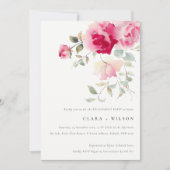 Boho Red Pink Rose Blume Aquarell Verlobung Einladung (Vorderseite)