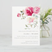 Boho Red Pink Rose Blume Aquarell Verlobung Einladung (Stehend Vorderseite)