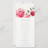 Boho Red Pink Rose Blume Hochzeitsprogramm Einladung (Rückseite)