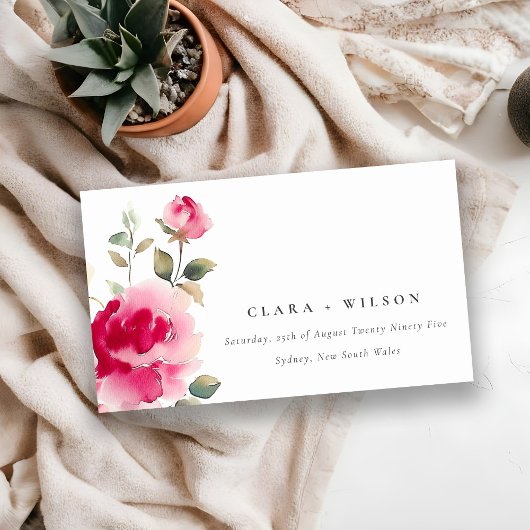 Boho Red Pink Rose Blume Hochzeitswebsite Begleitkarte