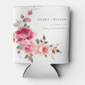 Boho Red Pink Rose Blume Wasserfarbenhochzeit Dosenkühler (Vorderseite)