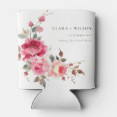 Boho Red Pink Rose Blume Wasserfarbenhochzeit Dosenkühler (Rückseite)