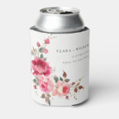 Boho Red Pink Rose Blume Wasserfarbenhochzeit Dosenkühler (Kanne Rückseite)