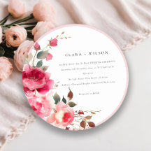 Boho Red Pink Rose Blume Wasserfarbenhochzeit